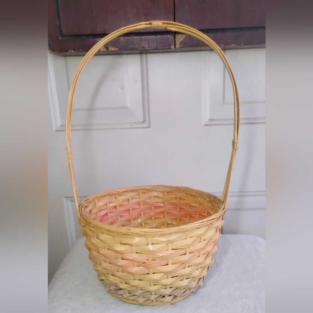 Woven Easter Colored Basket with Handle